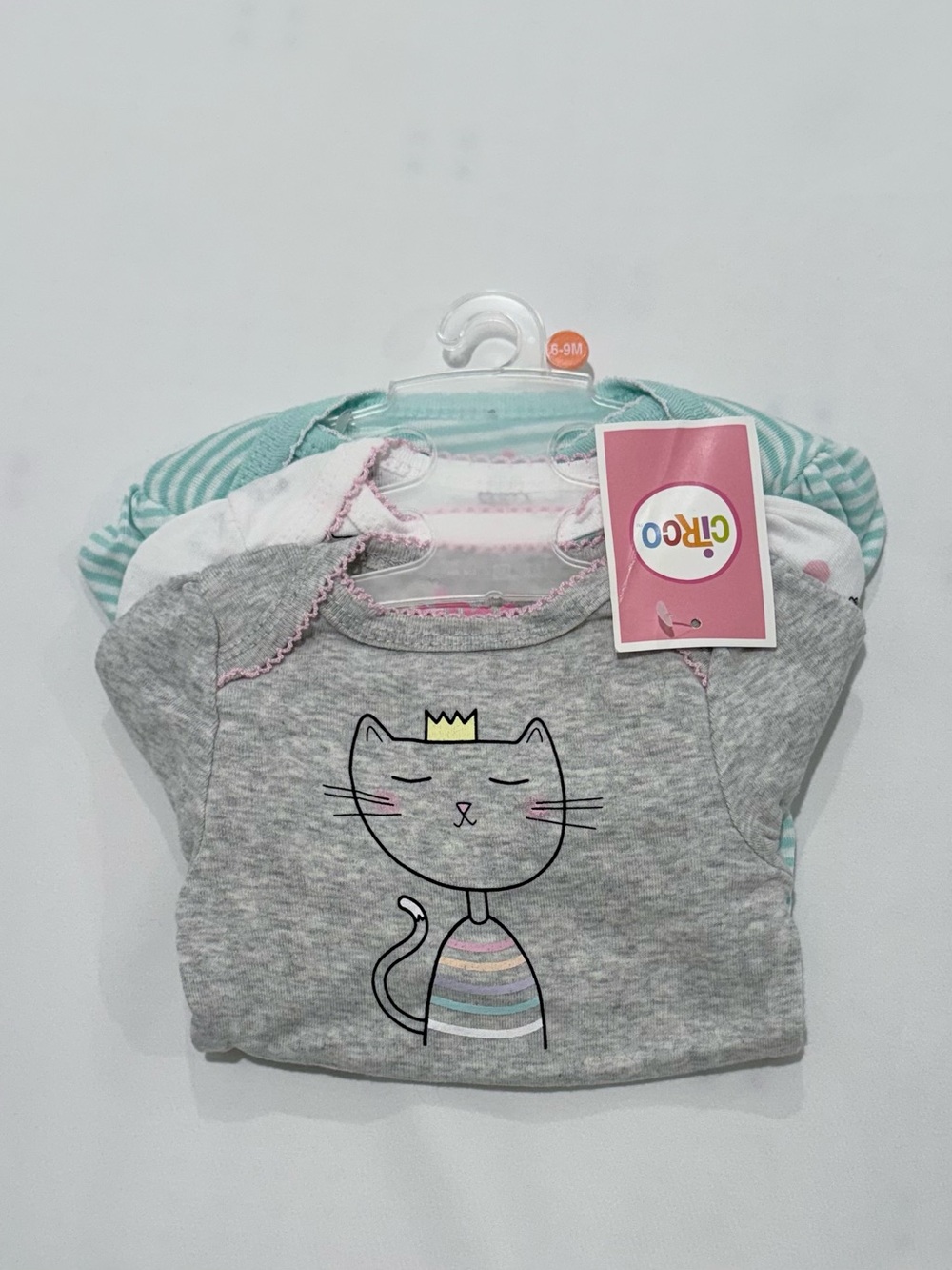 Long sleeve cat onesie 3-pack
